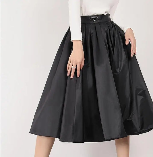 Women&#39;s Runway Fashion Brand Spring Autumn Designer High Quality Black A-line Black Skirt Female High Waist Skirt TB2591